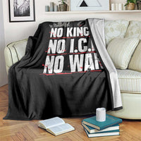 No Kings No Wars No Ice Protest Distressed Throw Blanket No Crown Just Peace Anti War Freedom Supporters