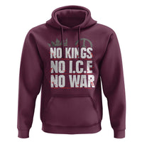 No Kings No Wars No Ice Protest Distressed Hoodie No Crown Just Peace Anti War Freedom Supporters