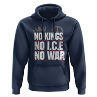 No Kings No Wars No Ice Protest Distressed Hoodie No Crown Just Peace Anti War Freedom Supporters
