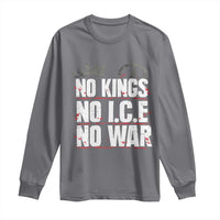 No Kings No Wars No Ice Protest Distressed Long Sleeve Shirt No Crown Just Peace Anti War Freedom Supporters