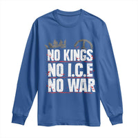 No Kings No Wars No Ice Protest Distressed Long Sleeve Shirt No Crown Just Peace Anti War Freedom Supporters