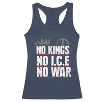 No Kings No Wars No Ice Protest Distressed Racerback Tank Top No Crown Just Peace Anti War Freedom Supporters