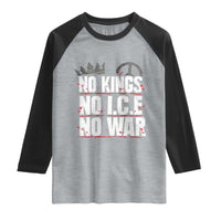 No Kings No Wars No Ice Protest Distressed Raglan Shirt No Crown Just Peace Anti War Freedom Supporters