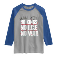 No Kings No Wars No Ice Protest Distressed Raglan Shirt No Crown Just Peace Anti War Freedom Supporters