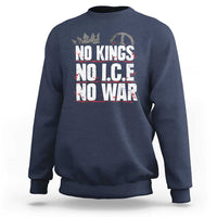 No Kings No Wars No Ice Protest Distressed Sweatshirt No Crown Just Peace Anti War Freedom Supporters