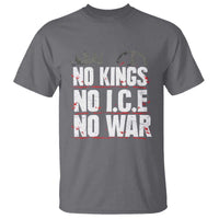 No Kings No Wars No Ice Protest Distressed T Shirt No Crown Just Peace Anti War Freedom Supporters