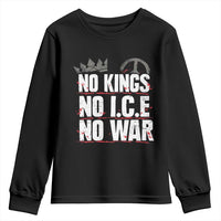 No Kings No Wars No Ice Protest Distressed Youth Sweatshirt No Crown Just Peace Anti War Freedom Supporters