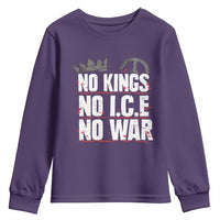 No Kings No Wars No Ice Protest Distressed Youth Sweatshirt No Crown Just Peace Anti War Freedom Supporters
