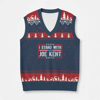 I Stand With Joe Kent Patriotic Support V-Neck Knit Sweater Vest American Flag Political Statement