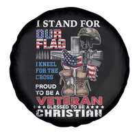 American Veteran Spare Tire Cover I Stand For Our Flag I Kneel For The Cross Blessed To Be Christian