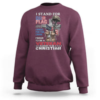 American Veteran Sweatshirt I Stand For Our Flag I Kneel For The Cross Blessed To Be Christian - Wonder Print Shop