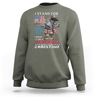 American Veteran Sweatshirt I Stand For Our Flag I Kneel For The Cross Blessed To Be Christian - Wonder Print Shop
