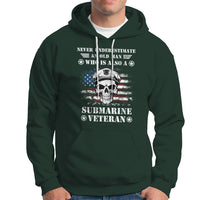 Navy Veteran Hoodie Submariner Skull American Flag - Wonder Print Shop