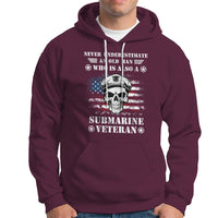 Navy Veteran Hoodie Submariner Skull American Flag - Wonder Print Shop