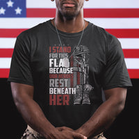 American Patriotic T Shirt I Stand For This Flag Because Our Heroes Rest Beneath Her - Wonder Print Shop