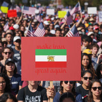 Make Iran Great Again Protest Sign Vintage Lion and Sun Flag Patriotic Iranian Pride