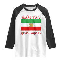 Make Iran Great Again Raglan Shirt Vintage Lion and Sun Flag Patriotic Iranian Pride