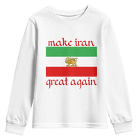Make Iran Great Again Youth Sweatshirt Vintage Lion and Sun Flag Patriotic Iranian Pride