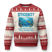 Efficiency Is Fish In Sea Funny Fish Pun Dad Joke Ugly Christmas Sweater Yeah Thats Where They Usually Are Marine Life Ocean Humor