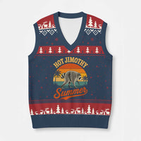 Hot Jimothy Summer Retro Sunset Beach Graphic V-Neck Knit Sweater Vest Funny Viral Seattle Raccoon Meme