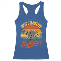 Hot Jimothy Summer Retro Sunset Beach Graphic Racerback Tank Top Funny Viral Seattle Raccoon Meme