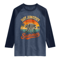Hot Jimothy Summer Retro Sunset Beach Graphic Raglan Shirt Funny Viral Seattle Raccoon Meme