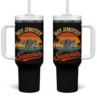 Hot Jimothy Summer Retro Sunset Beach Graphic Tumbler With Handle Funny Viral Seattle Raccoon Meme