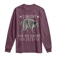Jimothy For President 2028 Parody Long Sleeve Shirt Funny Viral Seattle Raccoon Lover