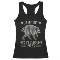 Jimothy For President 2028 Parody Racerback Tank Top Funny Viral Seattle Raccoon Lover