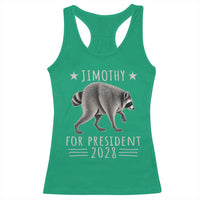 Jimothy For President 2028 Parody Racerback Tank Top Funny Viral Seattle Raccoon Lover