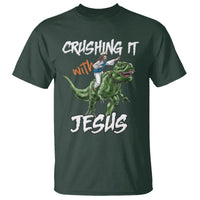 Crushing It With Jesus T Shirt Funny Riding Dinosaur - Wonder Print Shop