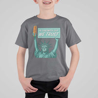 In Sandwich Guy We Trust T Shirt For Kid Funny Liberty with Baguette Parody Graphic Political Satire - Wonder Print Shop