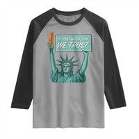 In Sandwich Guy We Trust Raglan Shirt Funny Liberty with Baguette Parody Graphic Political Satire - Wonder Print Shop