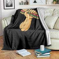Sandwich Power Fist Throw Blanket Sarcastic Food Revolution Political Satire - Wonder Print Shop