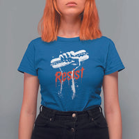 Resist with Sandwich Power T Shirt For Women Funny Food Rebellion Political Satire - Wonder Print Shop