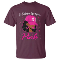 Breast Cancer Awareness T Shirt In October We Wear Pink Afro Girl - Wonder Print Shop