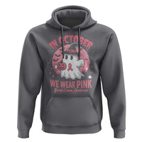 Halloween Breast Cancer Awareness Hoodie In October We Wear Pink Cute Boo Sheet - Wonder Print Shop