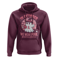Halloween Breast Cancer Awareness Hoodie In October We Wear Pink Cute Boo Sheet - Wonder Print Shop