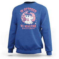 Halloween Breast Cancer Awareness Sweatshirt In October We Wear Pink Cute Boo Sheet - Wonder Print Shop