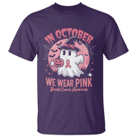 Halloween Breast Cancer Awareness T Shirt In October We Wear Pink Cute Boo Sheet - Wonder Print Shop