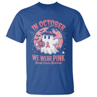 Halloween Breast Cancer Awareness T Shirt In October We Wear Pink Cute Boo Sheet - Wonder Print Shop