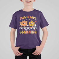 Fall In Love With Learning T Shirt For Kid Retro Autumn Pumpkin For Teacher Student - Wonder Print Shop