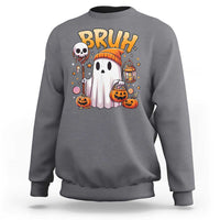 Cute Halloween Ghost Boo Sheet Sweatshirt Funny Bruh Trick Or Treat Candy - Wonder Print Shop