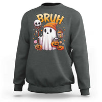 Cute Halloween Ghost Boo Sheet Sweatshirt Funny Bruh Trick Or Treat Candy - Wonder Print Shop