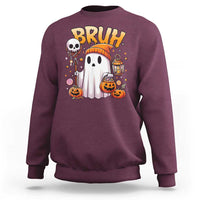 Cute Halloween Ghost Boo Sheet Sweatshirt Funny Bruh Trick Or Treat Candy - Wonder Print Shop