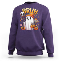 Cute Halloween Ghost Boo Sheet Sweatshirt Funny Bruh Trick Or Treat Candy - Wonder Print Shop