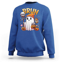 Cute Halloween Ghost Boo Sheet Sweatshirt Funny Bruh Trick Or Treat Candy - Wonder Print Shop