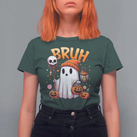 Cute Halloween Ghost Boo Sheet T Shirt For Women Funny Bruh Trick Or Treat Candy - Wonder Print Shop