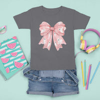 Pink Ghost Bow Coquette T Shirt For Kid Cute Girlly Boo Sheet Halloween Spooky Season - Wonder Print Shop