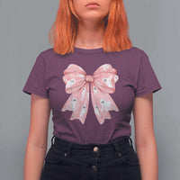 Pink Ghost Bow Coquette T Shirt For Women Cute Girlly Boo Sheet Halloween Spooky Season - Wonder Print Shop